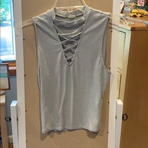 Grey Cross Cross Tank Top